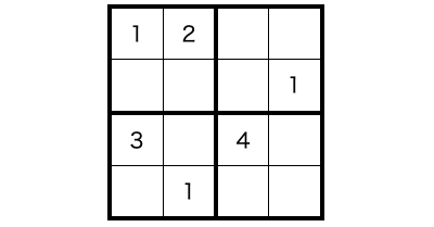 4x4の数独の例