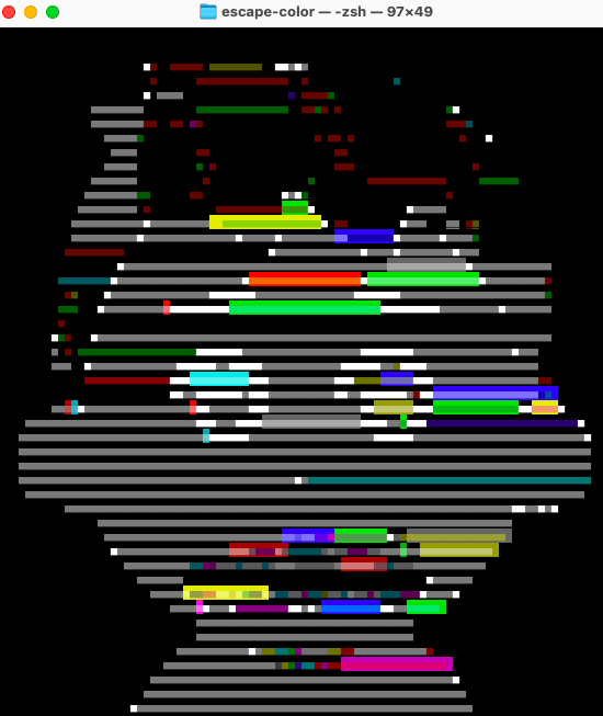 RGB形式で色を指定した場合の出力結果（ターミナル）