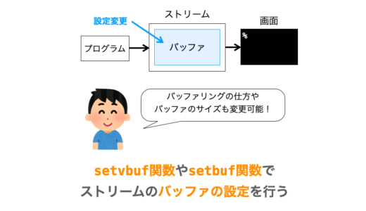 【C言語】setvbuf関数やsetbuf関数でストリームのバッファの設定を行う