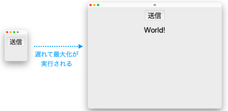 最大化が遅れて実行される様子