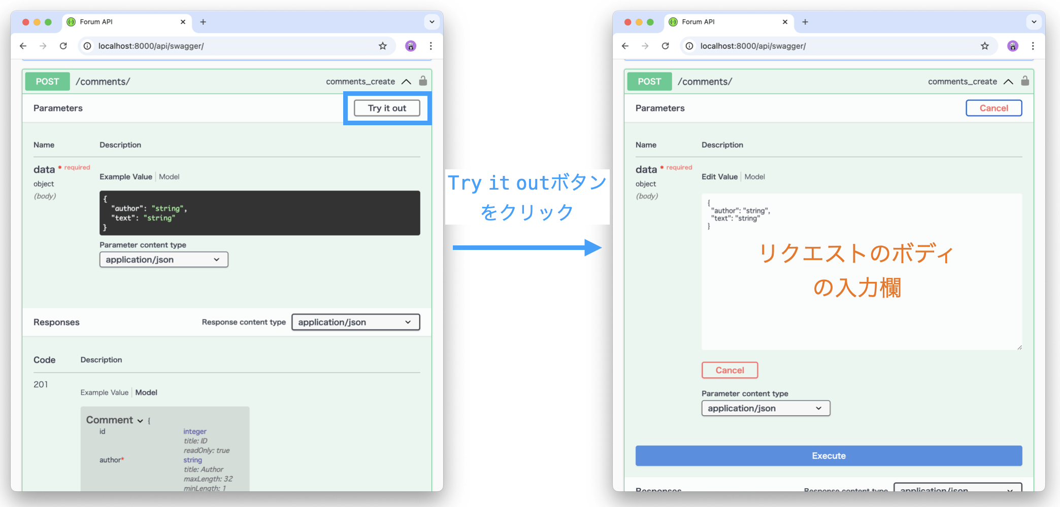 Try it outボタンの説明図